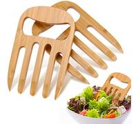 2 Pieces Bamboo Salad Hands,Salad Servers Bamboo Serving Hands Latest Gripper Design Salad Claws Set for Serving Salad, Pasta, Fruit on Your Kitchen Counter, 6 Inches (Wood Color) (Wood Color)