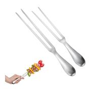 2 Pieces Barbecue Forks Carving Fork for Meat Forks 26.5/28cm BBQ Turkey Forks Ergonomic Handle for Outdoor BBQs Family Dinners or Holiday Feasts（Silver）