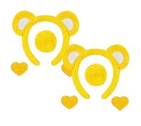 2 Pieces Bear Ears Set, Plush Unisex Cute Apparel, Plush Headband Tail and Heart-Shaped Brooch, Bear Costume Accessory Set For Adults Kids Women Men Cosplay Parties