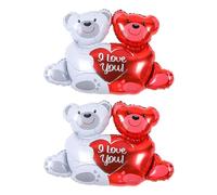 2 Pieces Bear Hug Balloons, Foil Balloons, Heart Shaped Balloons, Teddy Bear Balloons, Wedding and Party Decoration Balloons, Reusable Balloons, Personalized Design Balloons