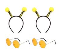 2 Pieces Bee Headbands And 2 Pieces Round Glasses, Animal Element Headbands, Role-Playing Accessories, Fun Accessories