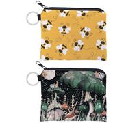2 Pieces Bee Printed Coin Wallet, Cute Coin Wallet, Portable Coin Wallet, Water-Resistant Coin Wallet, Girl Coin Wallet