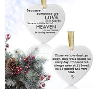 2 Pieces Bereavement Sign Heart Memorial Decor Ceramic Condolence Sign Sympathy Memorial Decor Remembrance Sign for Loss of Loved One Decoration