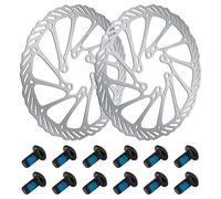 2 Pieces Bicycle Brake Disc, 160mm Disc Brake Rotor Stainless Steel Bike Rotor with 12 Pieces Screws Bicycle Disc Brake Rotor for Road Bike Mountain Bike MTB