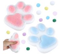 2 Pieces Big Cat Paws Squishy, Soft Taba Squishy, Fufu Squishy Toy, Cute Cat Paw Squishy Anti Stress Toy for Kids, Adults (Blue White/Pink White)