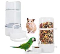 2 Pieces Bird Feeder Water Dispenser, Automatic Bird Feeder and Drinker Set for Cage, No Mess Hanging Parrot Food Bowl, Parakeet Cage Accessories for Hamsters,Pigeons,Parrot (A)