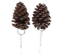 2 Pieces Bird Parrot Budgie Bird Stand Perch Hanging Natural Pine Cones Chew Toy