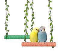 2 Pieces Bird Swing, Cotton Rope Swing Toy, Cage Hanging Toy, Two Colours, Natural Bird Toy, Love Birds, Finches and Other Small Bird Cage Accessories