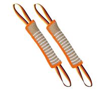 2 Pieces Biting Sausage for Dogs 30 cm Dog Bite Tug Toy with Hand Strap for Training Tug of War and Tug Games Robust Dog Toy Jute Biting Sausage for Dogs Training Accessories (Orange)