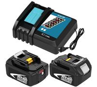 2 Pieces BL1860 5.5Ah Compatible with Makita Battery 18V and 1 Piece Charger Compatible with Makita Charger 18V DC18RCT 14.4V-18V BL1860 BL1850B