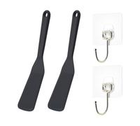 2 Pieces Black Frying Spatula, 2 Pieces Transparent Hook, Silicone Spatula, Kitchen Cooking Spatula, Heat-Resistant Silicone Silicone Spatula, Kitchen Utensils