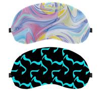 2 Pieces Black Green Mermaid Scale Fish Tail Pattern Eye Mask for Side Sleeper, Sleeping Mask, Sleep Eye Mask, Soft Eye Shade Cover for Travel, Nap, Plane, Light Blocking