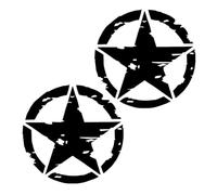 2 Pieces Black Military Star Sticker Road Destroyed US Army Star Stickers for Car Decoration with Five Pointed Star Off Road Military Star (Black, 15 x 15)