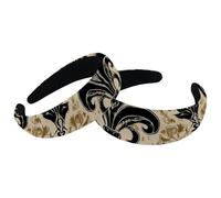 2 Pieces Black Retro Iris Ethnic Pattern Headbands for Women Girls, Non Slip Makeup Headband, Wide Top Turban Hair Bands Hoops for Shower