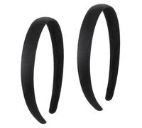 2 Pieces Black Satin Headbands, 0.7 Inch Wide Headband, Elastic Solid Hairband, Black Headband, No Slip Fashion Hair Band,For Women Teen Girls Casual