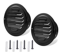 2 Pieces Black Soffit Vent Covers Stainless Air Vent with Mesh Screen Exterior Round Exhaust Vent for Wall, Ceiling, Bathroom, Garage, Attic Ventilation(160 mm/6.3in)