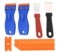 2 Pieces Blue Plastic Tools with 100 Replacement Tool Accessories and 2pcs Stainless Steel Cleaning Tools, Tool Kits for Cleaning Labels, Decal in The Glass, Window, Floor, Car, Grime/Grease On Oven