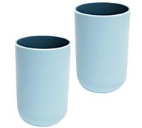 2 Pieces Blue Toothbrush Cup Reusable Drinking Cups Set Mouthwash Cup Unbreakable Plastic Cup Tooth Brushing Cup Drinking Tumbler Cup for Drinking Rinsing Vanity Countertop Toothpaste Travel (B)