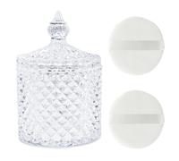 2 Pieces Body Powder Puff and Container Dish