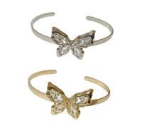 2 Pieces Boho Butterfly Upper Arm Bracelet Upper Arm for Women Gold Silver | Adjustable open coil design fits comfortably. Adds a trendy bohemian touch to sleeveless looks for beach vacations.