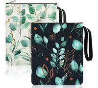 2 Pieces Book Sleeve Canvas Tree Leaves Book Protector Paperback Book Cover Washable Book Pouch with Pockets Zipper Book Cover with Pockets for Teen Adult Book Lover Gifts (Fresh Pattern)