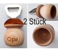 2 Pieces Bottle Opener Wood with Engraving Grandpa | Handcrafted Mushroom Cap