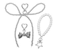 2 Pieces Bow Beaded Hanging Chain, 1 Piece Star Beaded Hanging Chain, Key Decoration Pendant, Girls Bag Pendant, Fashionable Mobile Phone Pendant