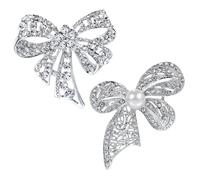 2 Pieces Bow Brooches, Rhinestone Brooches, Jewelry Brooches, Dress Brooches, Fashion Jewelry Brooches, Elegant Ladies Brooches, Clothing Accessories