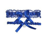 2 Pieces Bow Leg Straps, Elastic Garters, Bridal Garters, Lace Garters, Elegant Leg Accessories, Bridal Accessories Dark Blue