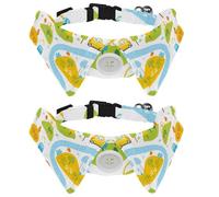 2 Pieces Bowtie Dog Collar, Cartoon Cars Transportation Hills Trees Rivers Girl Boy Dog Collars with Bow Tie, Pet Cat Bowties for Small Medium Puppies Kitterns Rabbits