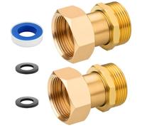 2 pieces brass screw connection passage with seal, movable screw connection G3/4 x G3/4 inch AG x female thread fitting, DN20 water meter screws for hot and cold water systems