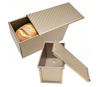 2 Pieces Bread in Cassette, Toast Loaf Mould with Lid, Bread Mold, Quick Release Cake Baking Tray, Large 21 x 11.5 x 11 cm and Small 19 x 9.5 x 8 cm