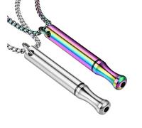 2 Pieces Breathing Necklace Aids,Necklaces Stress Relief Carry for Anxiety-Portable Breath Inhaler Lanyard Stainless Steel Whistle,for Women Men Gifts Christmas Valentine Birthday (Silver/Colour)