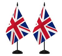 2 Pieces British Table Flags, Polyester Flags, Table Decoration, Mini Flags, Suitable for Home, Office, Conference