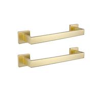 2-Pieces Brushed Gold Bathroom Towel Bars LANC 12-Inch Bath Double Towel Racks Kitchen Hand Towel Holders Bath Accessories Thicken Wall Mount Toilet Towel Hanger Rods,A8804-3BG