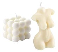 2 Pieces Bubble Candle - Cube Soy Wax, Female Body Shaped, Hand Poured Scented, Cute Wax Candles Home Decor and Gifting (Creamy White)
