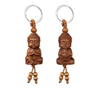2 Pieces Buddha Keychain, Wooden Pendant Keychain, Unisex, Bag Key Pendant, Key Accessories, Buddhist Meditation Gift