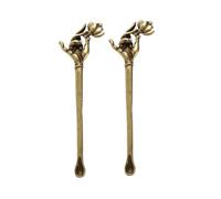 2 Pieces Buddha Waxed Ear Removal Tool Retro Ear Spoon Guanyin Hand Flower Ear Spoon