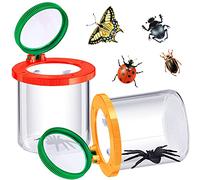 2 Pieces Bug Magnifying Insect Box Insert Viewer Bug Magnifier Container Critter Insect Cage Jar for Kids Children Science Nature Exploration Tool