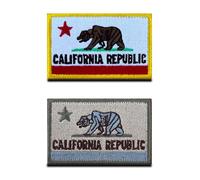 2 Pieces California State Tactical Flag Patch, Embroidered Fastener Hook & Loop USA California Patches for Attaching to Caps,Bags,Backpacks,Clothes,Vest,Travel,Tactical,Military