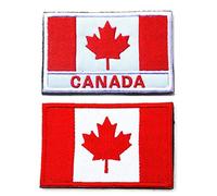 2 Pieces Canada Flag Patches Tactical Morale Military Emblem Badges Appliques Embroidered Patches - Hook and Loop Fasteners Backing Patches