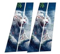 2 Pieces Car Center Pillar Sticker, Black Wolf Engulfed in Flames Side Door Window Cover, Car Doors Pillar Sunscreen Vinyl Decals, Car B-Pillar Stickers