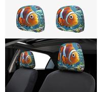 2 Pieces Car Headrest Covers Elastic Breathable Anti-Dirty Soft Non-Slip Cartoon Headrest Cover Fish Clown Universal Fit for Truck SUV Car