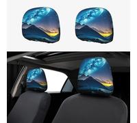 2 Pieces Car Headrest Covers Elastic Breathable Anti Dirty Soft Non-Slip Headrest Cover Celestial Night Sky Universal Fit for Truck SUV Car