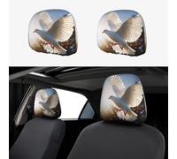2 Pieces Car Headrest Covers Elastic Breathable Headrest Covers Anti-Dirt Soft Non-Slip Headrest Protectors White Dove Flying in Sun