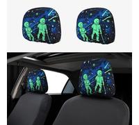 2 Pieces Car Headrest Covers, Elastic Breathable Headrest Covers Anti-Dirty Soft Non-Slip Glow in the Dark Universal Fit for