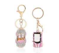2 Pieces Car Keychain, Fun Keychain, Cute Keychain, Ladies Keychain, Diamond-Enclosed Keychain.