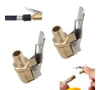 2 Pieces Car Valve Lever Plug Air Chuck, Brass Tire Air Chuck Inflator with Clip Adapter, Car Pump Accessories Thread Nozzle Adapter, Tire Air Chucks Open End Inflator Valve Connector for Car Truck
