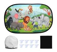 2 Pieces Car Window Shades For Baby, Car Window Shade, Baby Shade, Uv Protection, 51 X 31 Cm With 8 Suction Cups, Animal Print, Comes With A Small Black Cloth