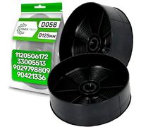 2 Pieces Carbon Cooker Hood Filter D058 Ø125 mm with Original Code 1120506172 33005513 9029798809 90421336 for Zanussi for Aeg for Electrolux - Warranty 5 Years - ONIX TECH